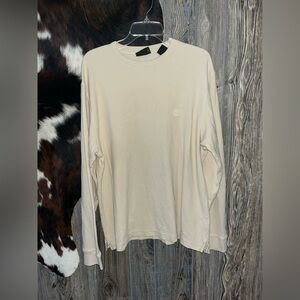 Timberland size large cream colored waffle knit 100% cotton long sleeve crewneck